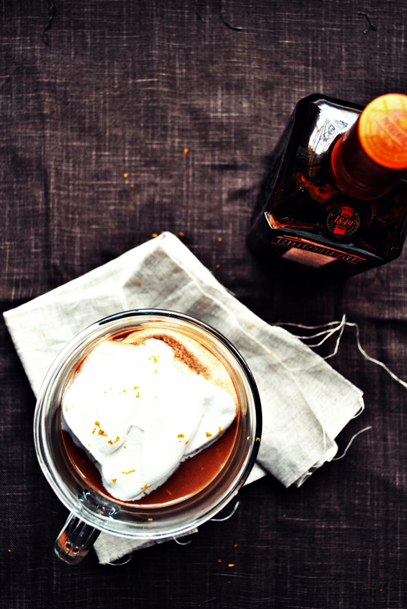 Mexican Hot Chocolate with Cointreau + Whipped Cream