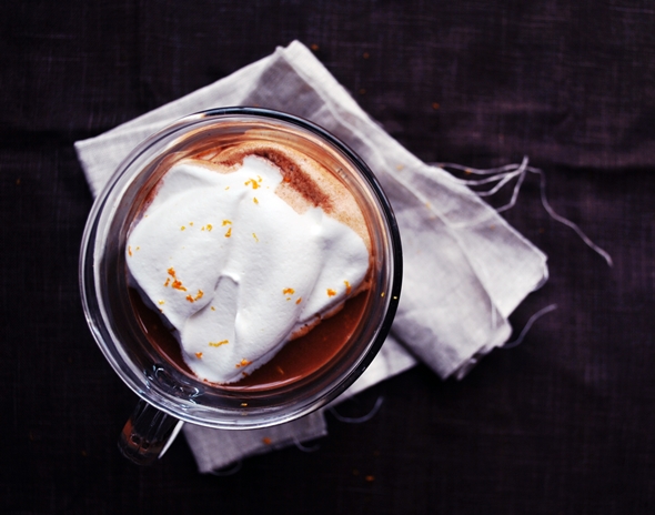 Mexican Hot Chocolate with Cointreau + Whipped Cream
