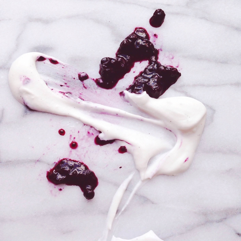 Coconut whipped cream + wild blueberry chia seed jam