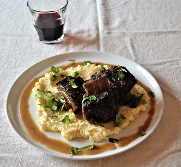 Braised Short Ribs with Chile and Coconut + Creamy Polenta